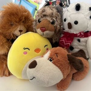 Plush Animal Toy Set - Yellow, Brown, and White